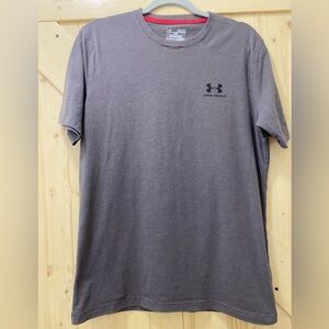 ❤️😎Under Armour Charged Heat Gear Gray Logo Short Sleeve Athletic Tee Shirt